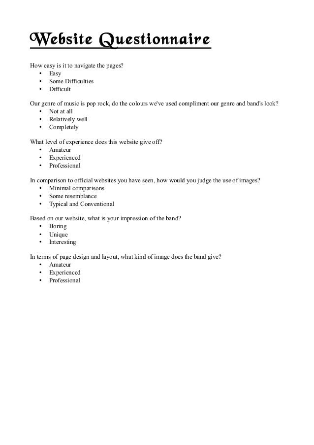 Questionnaire Site - website questionnaire Questionnaire Site - website questionnaire