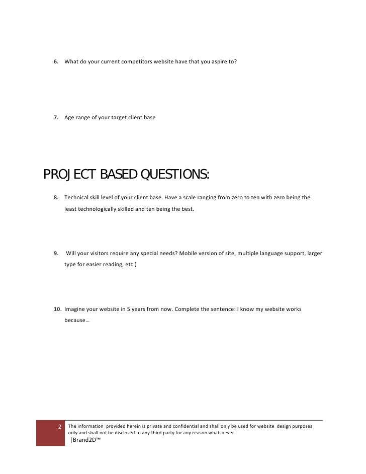 website questionnaire plain web design questionnaire for clients