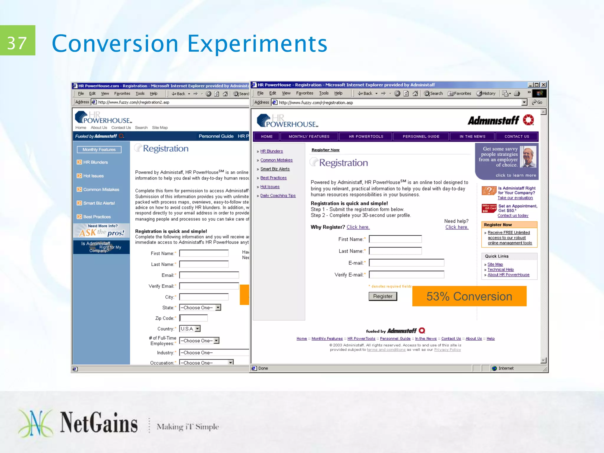 37

Conversion Experiments

32% Conversion

53% Conversion

 