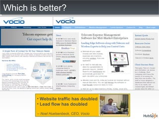 Which is better? Website traffic has doubled Lead flow has doubled -- Noel Huelsenbeck, CEO, Vocio 