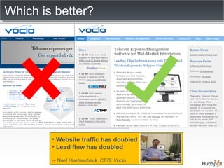 Which is better? Website traffic has doubled Lead flow has doubled -- Noel Huelsenbeck, CEO, Vocio 
