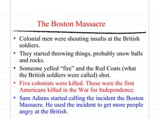 Angry Colonists American Revolutionary War Review | PPT