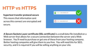 HTTP vs HTTPS
hypertext transfer protocol secure
This means that information sent
across this connect are encrypted and
se...