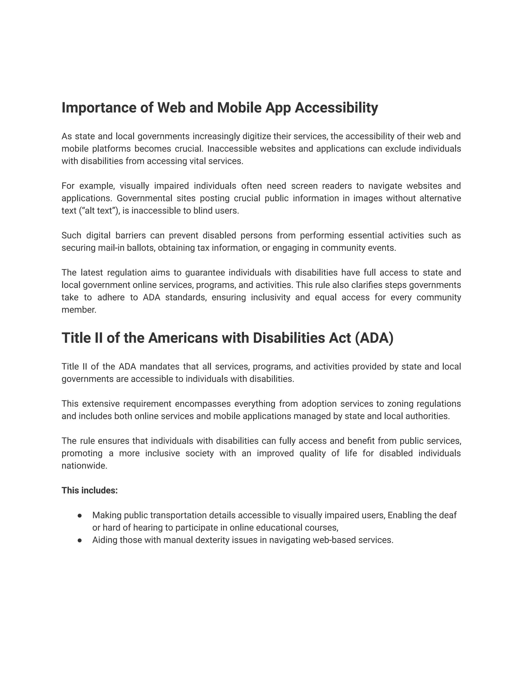 Websites And Mobile App Accessibility - ADASiteCompliance | PDF