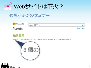 Webサイトは下火？
3
仮想マシンのセミナー
 