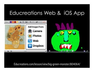 Educreations Web & iOS App 
Educreations.com/lesson/view/big-green-monster/804064/ 
 
