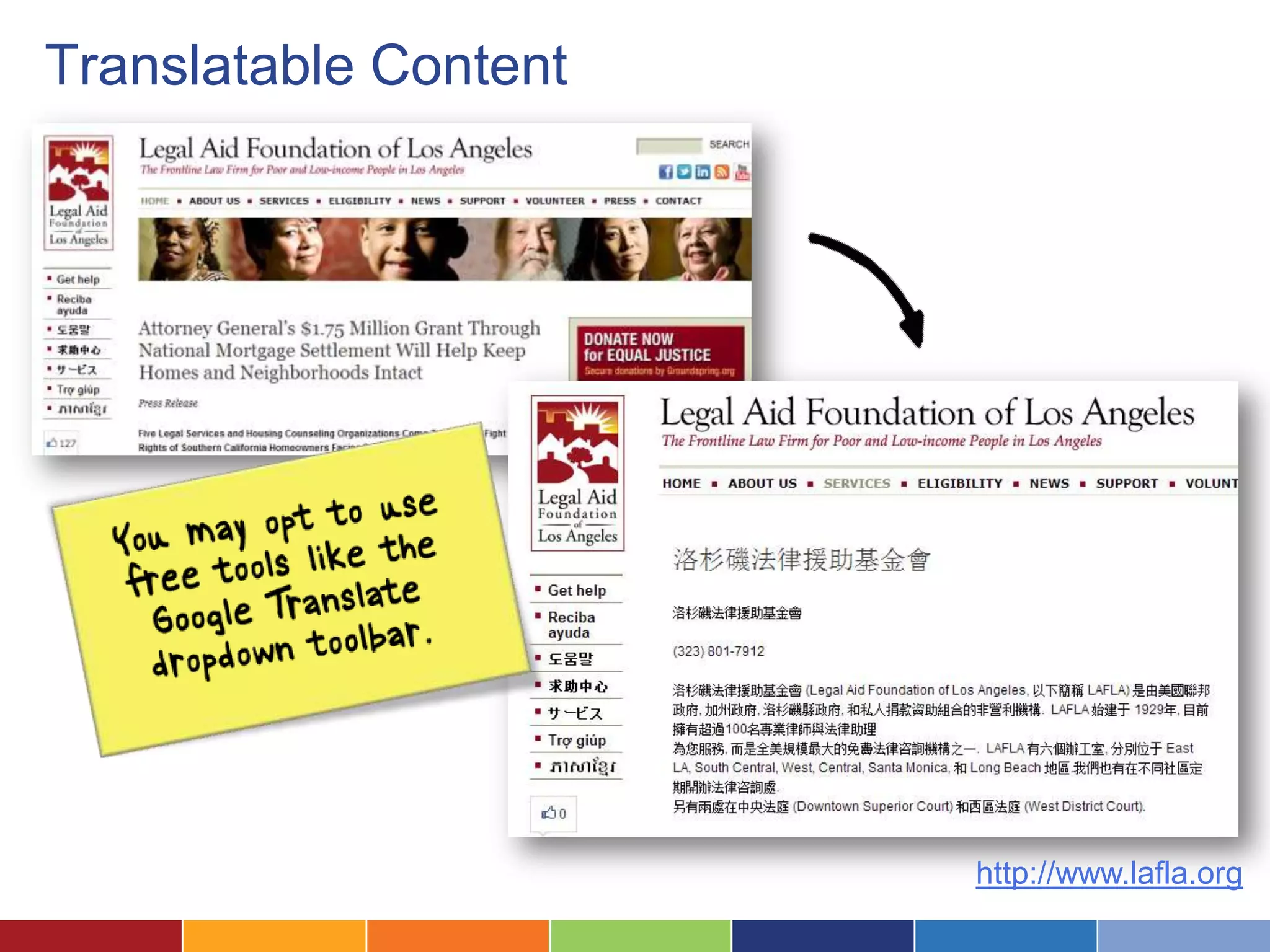 Translatable Content
http://www.lafla.org
 