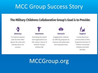 Compelling Case Study – MCC Group
• Visibility online went from 7% to over
83% in just 4 months
• Has secured funding & fo...