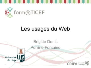 Les usages du Web

        Brigitte Denis
       Perrine Fontaine



1
 