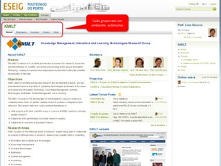 PLEfolio: ensino-aprendizagem
A Web social como forma de potenciar a aprendizagem Workshops Novas
Tendências na Educação 2016
23
Cada grupo tem um
ambiente autónomo
 