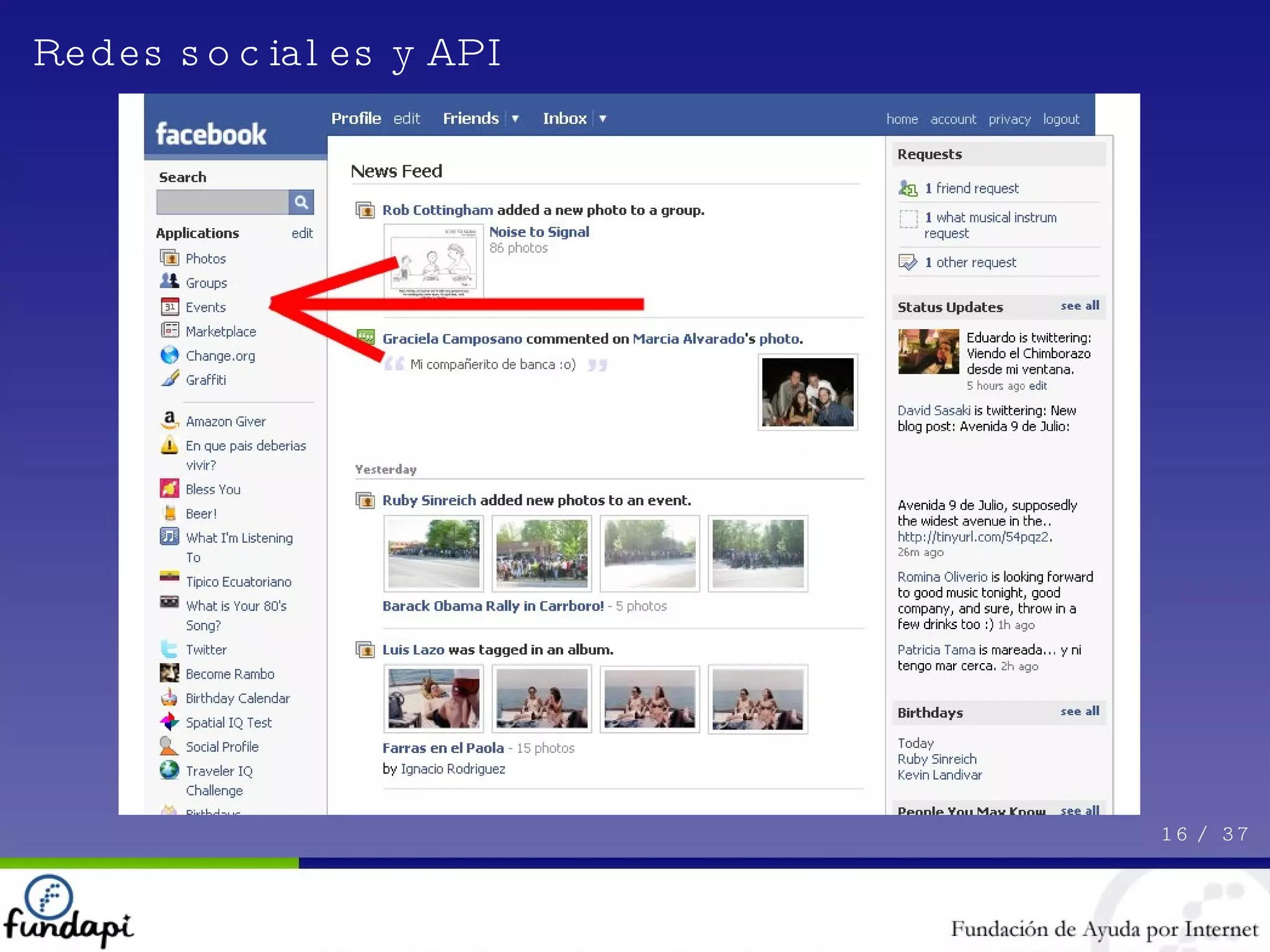 16 /  37 Redes sociales y API 