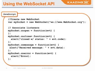 HTML5 Real Time and WebSocket Code Lab (SFHTML5, GTUGSF) | PPTX