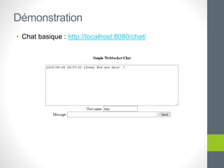 • Chat basique : http://localhost:8080/chat/
Démonstration
 