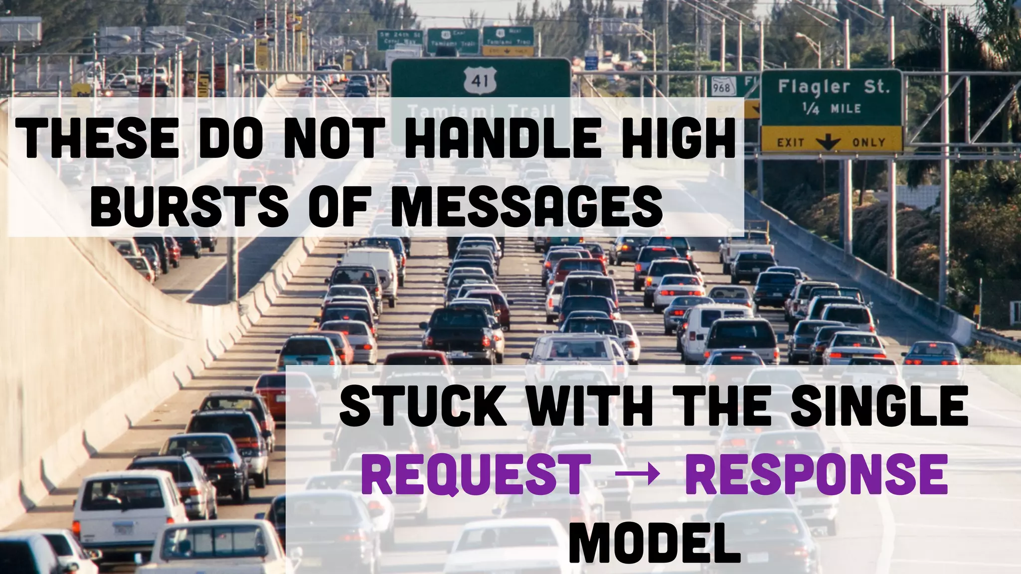 These do not handle high
bursts of messages
Stuck with the single
request → response
model
 