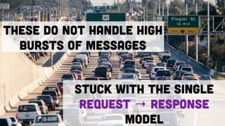 These do not handle high
bursts of messages
Stuck with the single
request → response
model
 