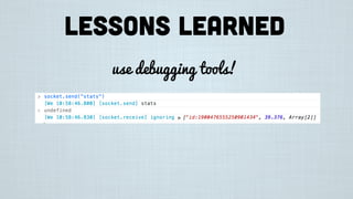 Lessons learned
use debugging tools!
 