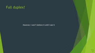 Full duplex!
However, I won‟t believe it until I see it
 