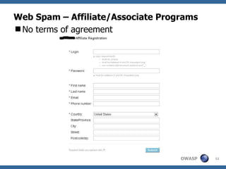 Web Spam – Affiliate/Associate Programs ,[object Object]