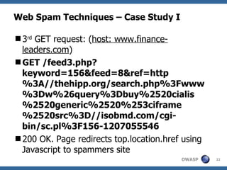 Web Spam Techniques – Case Study I ,[object Object],[object Object],[object Object]