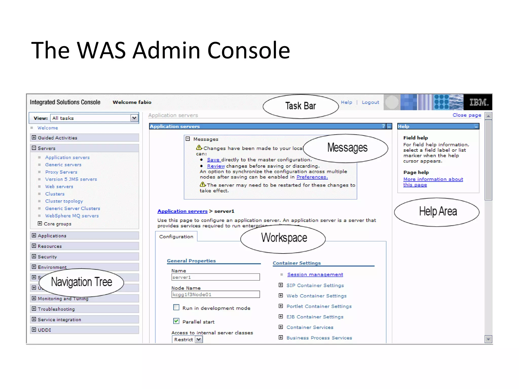 The WAS Admin Console
 
