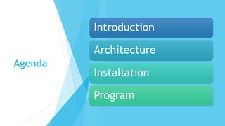 Agenda
Introduction
Architecture
Installation
Program
 