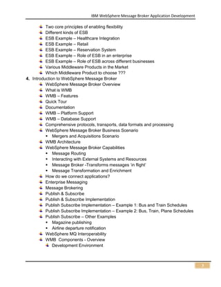WebSphere Message Broker Training Agenda | PDF
