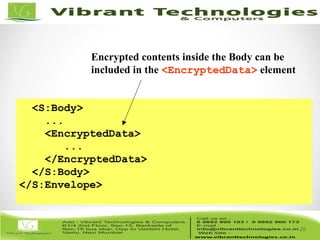 26/82
26
<S:Body>
...
<EncryptedData>
...
</EncryptedData>
</S:Body>
</S:Envelope>
<S:Body>
...
<EncryptedData>
...
</EncryptedData>
</S:Body>
</S:Envelope>
Encrypted contents inside the Body can be
included in the <EncryptedData> element
 