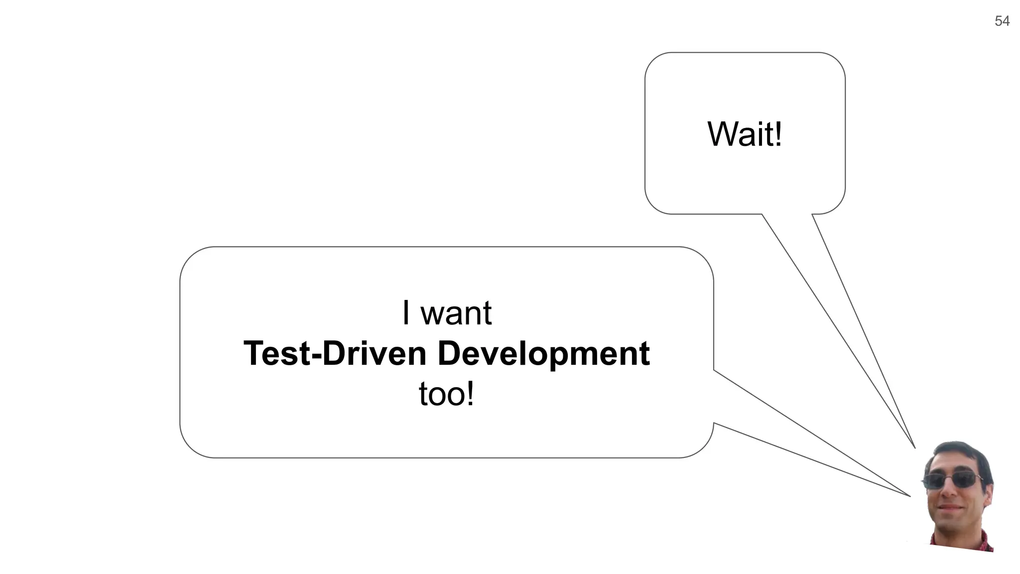 54 Wait! I want Test-Driven Development too! 