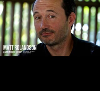 MATT ROLANDSON
     AMMUNITION GROUP                    PHOTO TAKEN BY TOM COATES
                                         CREATIVE COMMONS

This is Matt Rolandson who heads up the UX and Strategy team at a product and service design company called Ammunition in San Francisco. He’s one of my favourite people
because he works in this area AND he’s sensible. The Ammunition Group, if you’re interested, worked on the Nook e-reader for Barnes and Noble and the Beats by Dr Dre
headphone line among loads of other work for HP, Microsoft, Nike and Panasonic.

His fundamental principle is so simple it seems obvious, but you wouldn’t know that based on some of the products coming out of the design chambers of major appliance
manufacturers and it’s such a simple principle that I’m determined to push it to a wider audience. I’ve also slightly bastardised it, so if you don’t agree with it, it’s my fault.
 