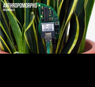 ANTHROPOMORPHS
     BOTANICALLS




While we’re anthroporphising inanimate objects, here’s some work the guys at ITP did a few years ago with plants called Botanicalls...

It measures stuff like the humidity, wetness and temperature and translates that into a personality that can talk to you or tweet to you. A friend of mine has a Rubber Plant called ... wait for it ...
Robert Plant.

It’s not strictly politeness, but it’s a hell of a lot better than something that beeps aggressively at you. It’s using the channels that you understand and already like...
 