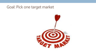 Goal: Pick one target market
 