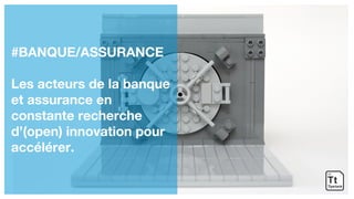 #BANQUE/ASSURANCE
Les acteurs de la banque
et assurance en
constante recherche
d’(open) innovation pour
accélérer.
 