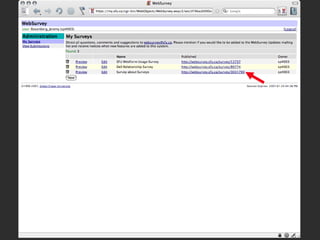 MY SURVEYS PUBLISHED
 