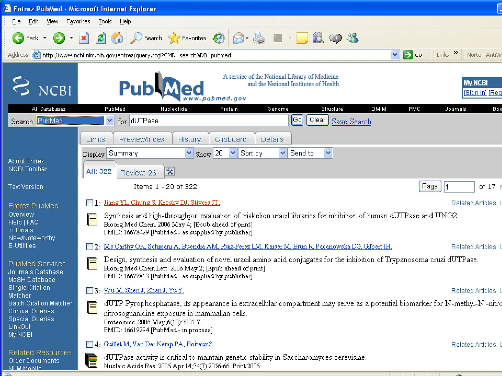 PubMed example Find out about “dUTPase” 