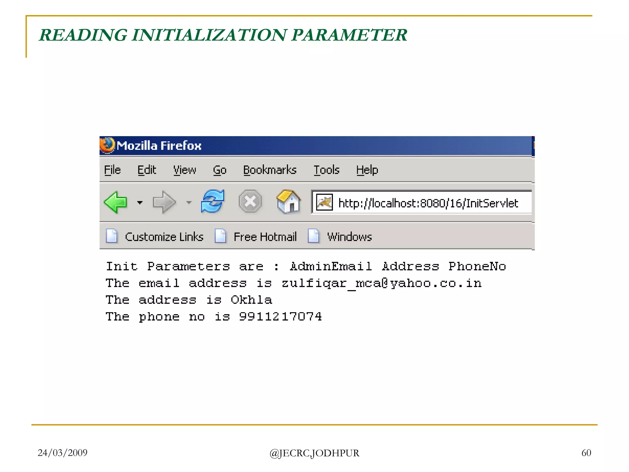 READING INITIALIZATION PARAMETER 