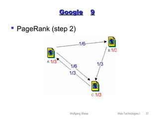 Wolfgang Wiese Web-Technologies I 37
GoogleGoogle 99
 PageRank (step 2)
 