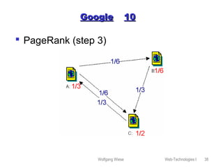 Wolfgang Wiese Web-Technologies I 38
GoogleGoogle 1010
 PageRank (step 3)
 