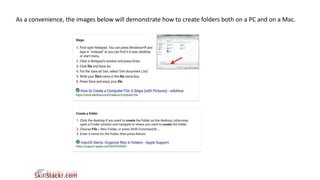 As a convenience, the images below will demonstrate how to create folders both on a PC and on a Mac.
 