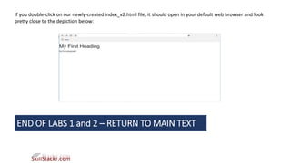 If you double-click on our newly-created index_v2.html file, it should open in your default web browser and look
pretty close to the depiction below:
END OF LABS 1 and 2 – RETURN TO MAIN TEXT
 
