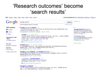 ‘ Research outcomes’ become ‘search results’ 