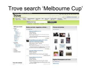 Trove search ‘Melbourne Cup’ 