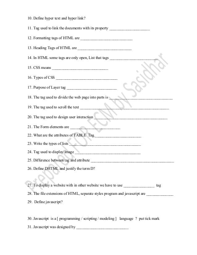 Web technologies quiz questions - unit1,2