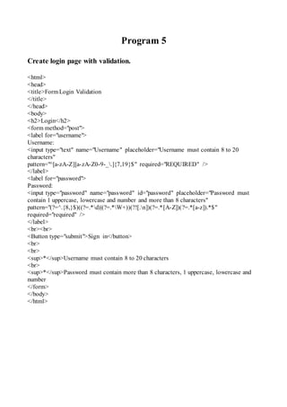 Web Technology Lab File | DOCX