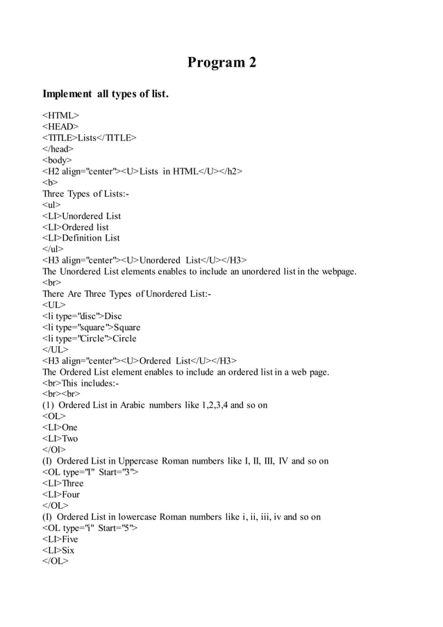 Web Technology Lab File | DOCX