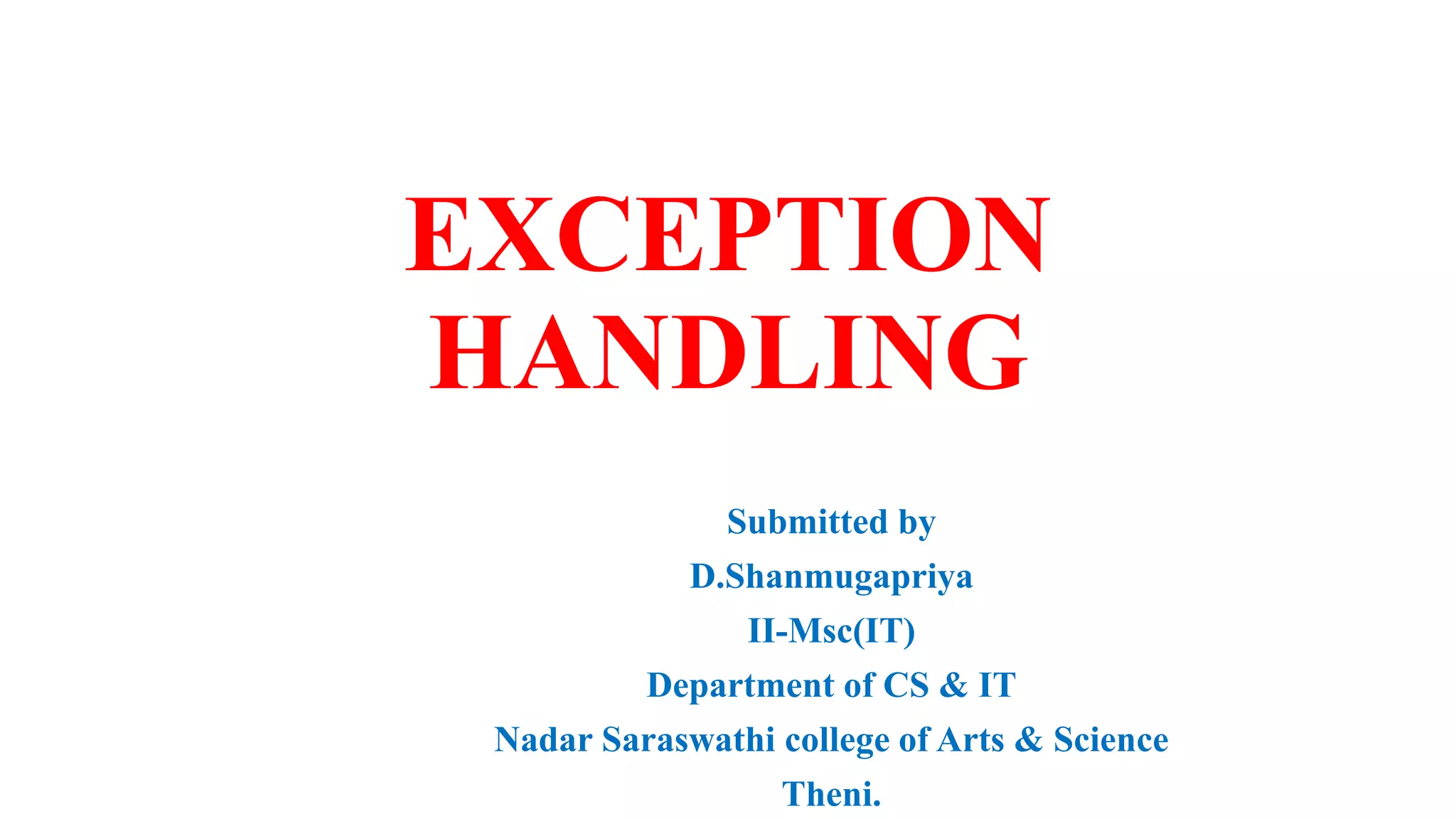 exception handling | PPT