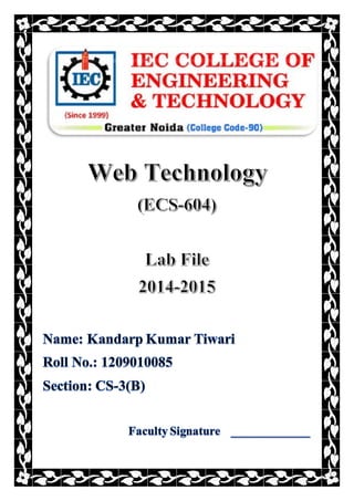 Web Technology Front Page