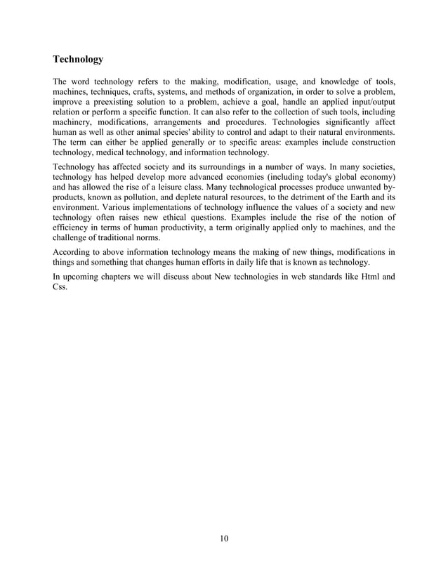Report file on Web technology(html5 and css3) | PDF