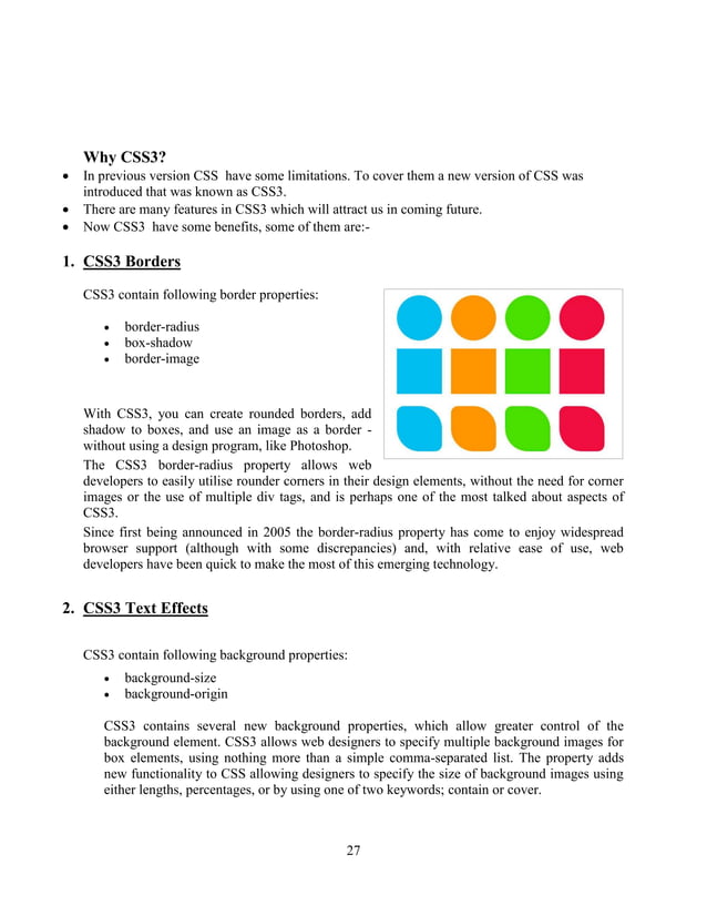 Report file on Web technology(html5 and css3) | PDF