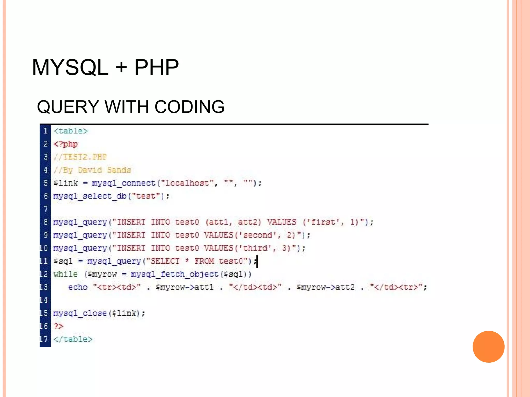 MYSQL + PHP QUERY WITH CODING 