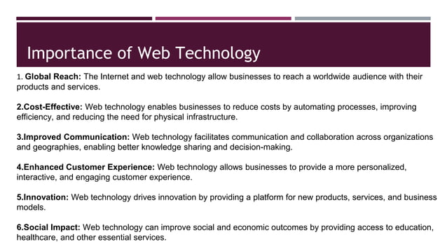 WebTechnology presentation.pptx | Web Design and HTML | Internet image.